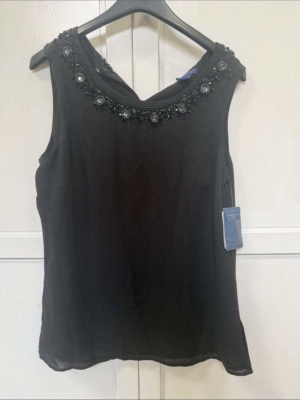 Doncaster Black Embellished Neckline Sleeveless Camisole